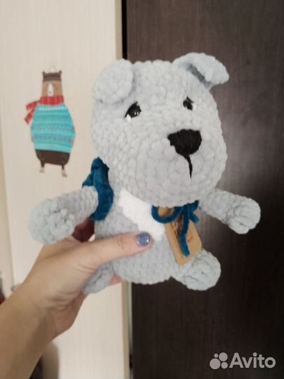 Плюшевая собачка ручной работы