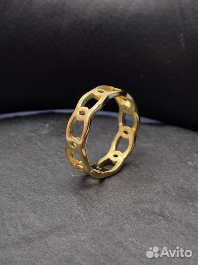 Кольцо медицинская сталь с напылением золотом
