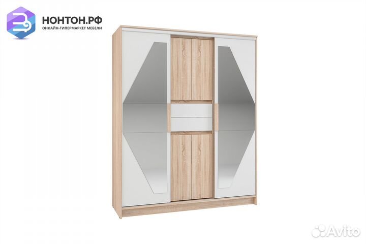 Шкаф-купе Эдем с двумя зеркалами 1.7 м дуб сонома