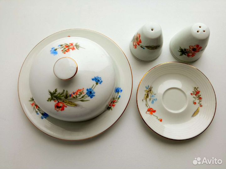 Винтажный фарфоровый сервиз Кольдиц, 3 предмета