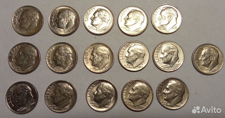 Разменные монеты США по 1 центу и 1 дайму