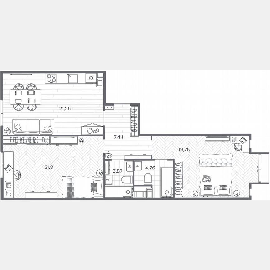 2-к. квартира, 78,4 м², 9/9 эт.