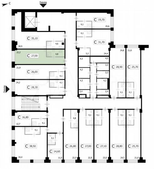 Апартаменты-студия, 27 м², 1/8 эт.