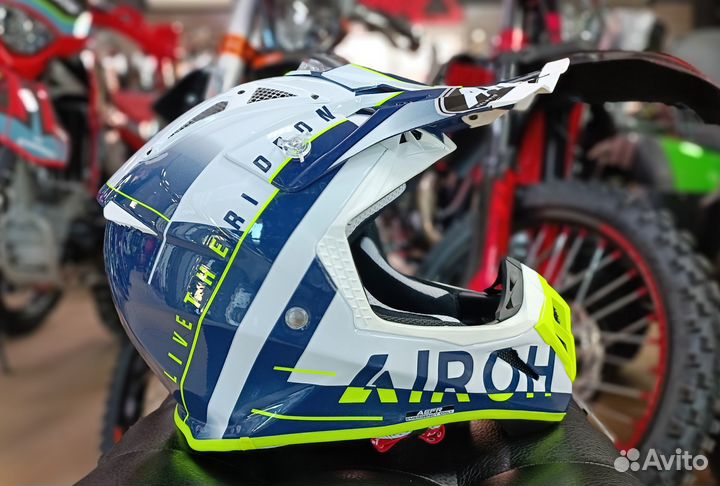 Шлем кроссовый airoh Aviator ACE Amaze Синий Гляне