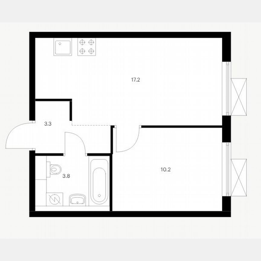 1-к. апартаменты, 34,5 м², 3/14 эт.