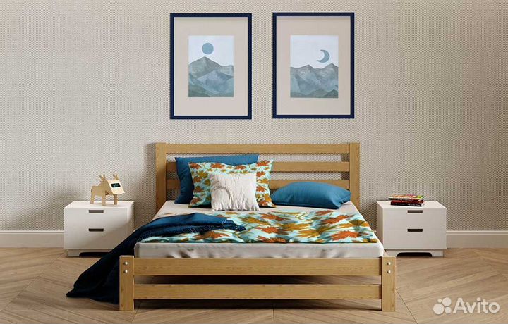 Кровать из натурального дерева 2-спальная 