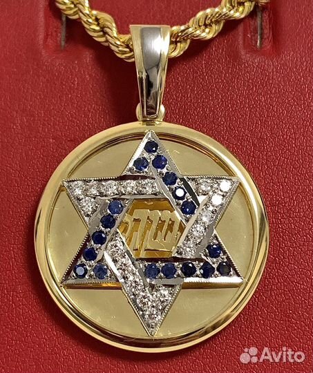 Золотая подвеска с бриллиантами и сапфирами 750 пр