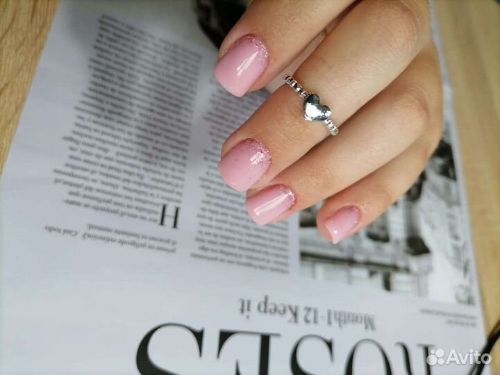 Покрытие гель-лак+укрепление, наращивание