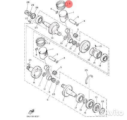 Кольца поршневые Yamaha VK540 8R61160100