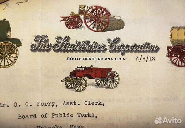 Переписка фирмы Studebaker 1912 года, документы
