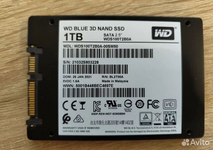 SSD WD Blue WDS100T2B0A 1TB