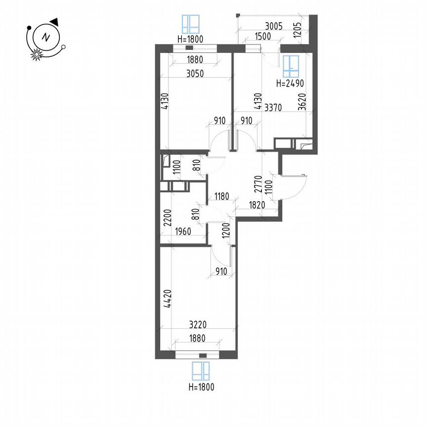 2-к. квартира, 58 м², 9/12 эт.