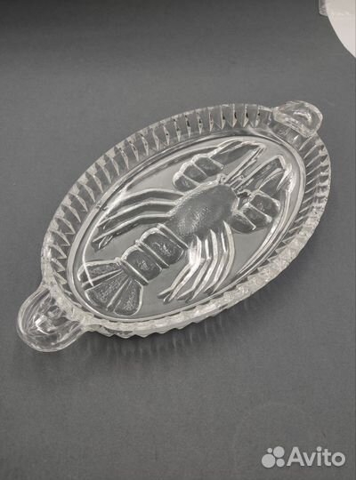 Тарелка рак лобстер хрусталь селедочница