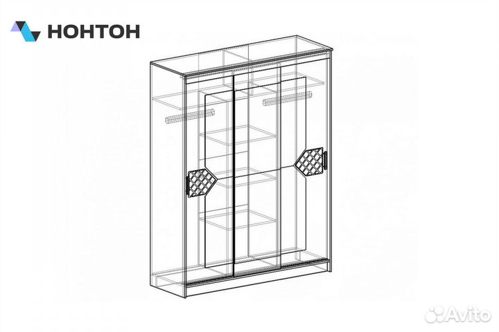 Шкаф-купе Николь 3 венге / лиственница светлая