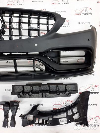 Бампер C63 Edition 1 с решеткой на W205 Рест Black