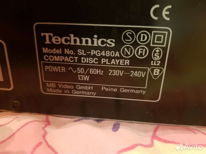 Cd проигрыватель technics 480 германия