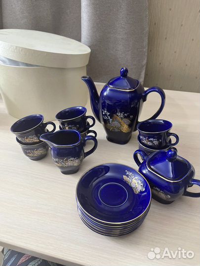 Кофейный сервиз, кобальт, Япония