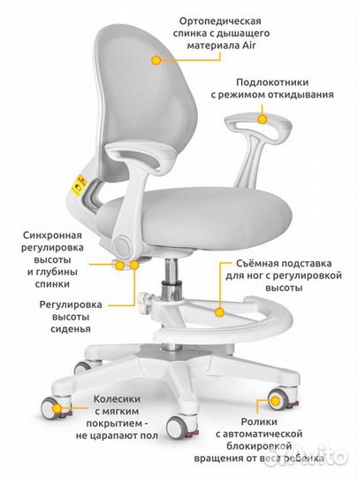 Детское кресло ErgoKids Mio Air Y-400 сер, розовое