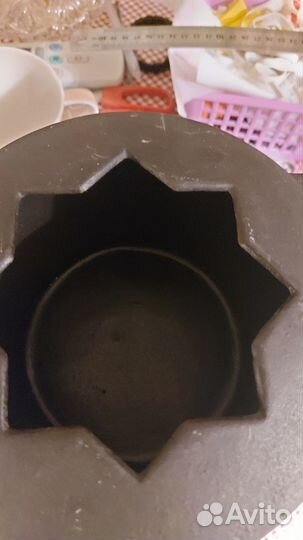 Фондюшница чугунная новая, термостакан