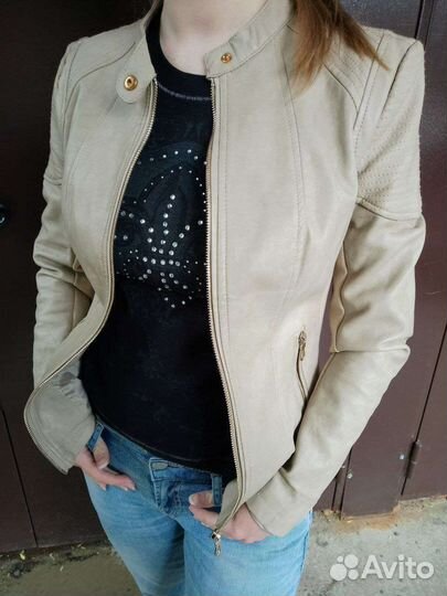 Куртка бежевая кож зам