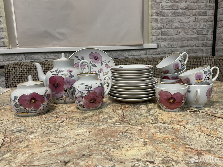 Сервиз чайный лфз СССР цветущий шиповник