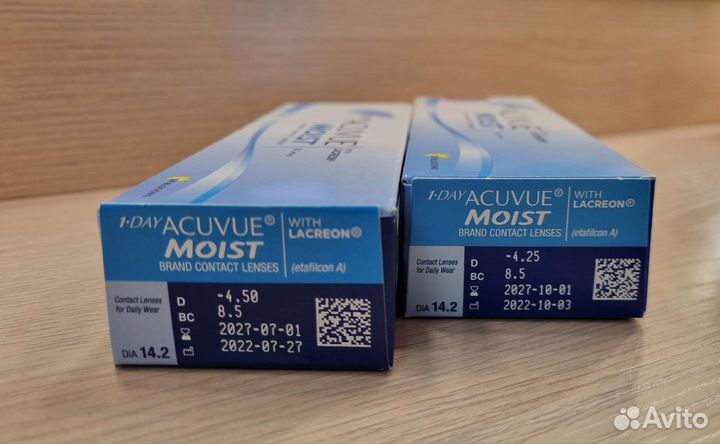 Однодневные контактные линзы Acuvue -4.25, -4.5