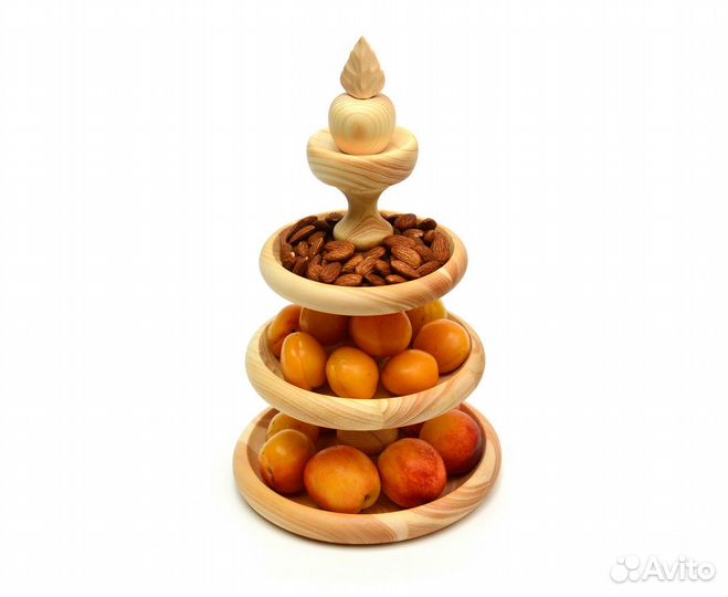 Конфетница-этажерка деревянная «Яблочко» 3 яруса