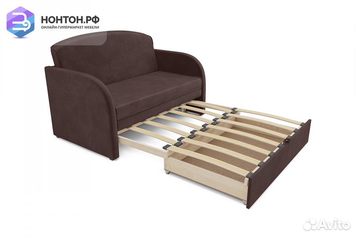 Диван выкатной Малютка велюр коричневый