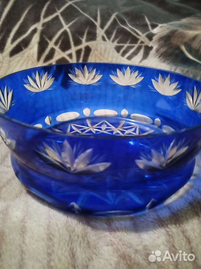 Салатник из цветного стекла, времён Союза, Чешский