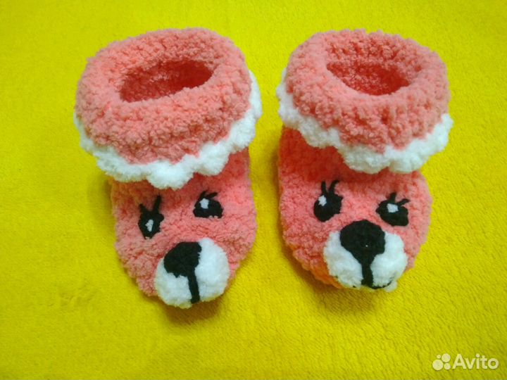 Пинетки для новорожденных мишки