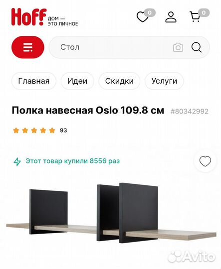 Полка настенная навесная