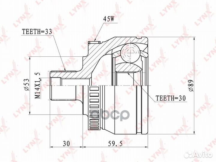 Шрус наружный перед прав/лев CO1201A lynxauto