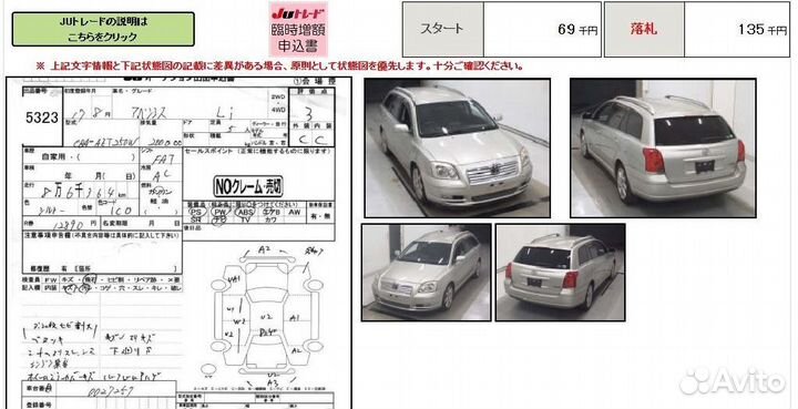 Зеркало Toyota Avensis wagon AZT250W