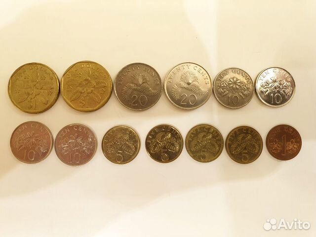 Сингапур набор монет 1,5,10,20 центов, 1 доллар