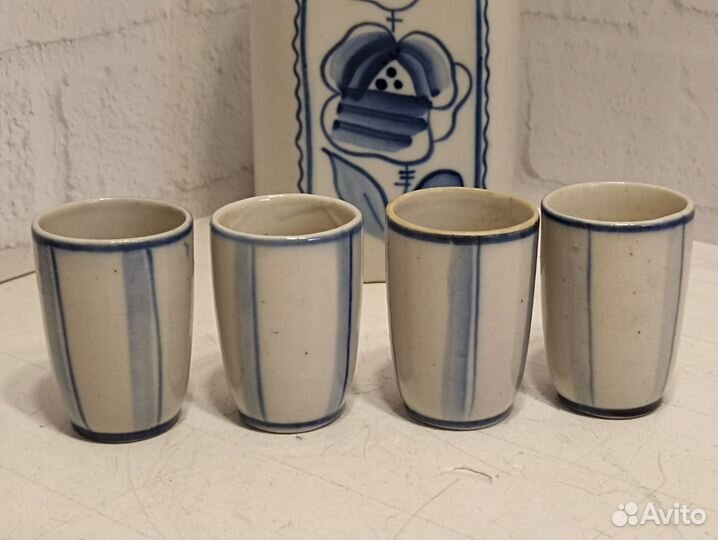 Штоф и четыре стопки, Гжель