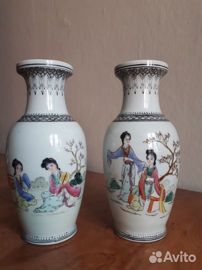 Китайские парные вазы ручной работы