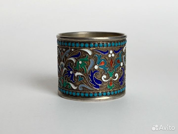 Серебряное кольцо для салфеток. Эмаль. Царизм