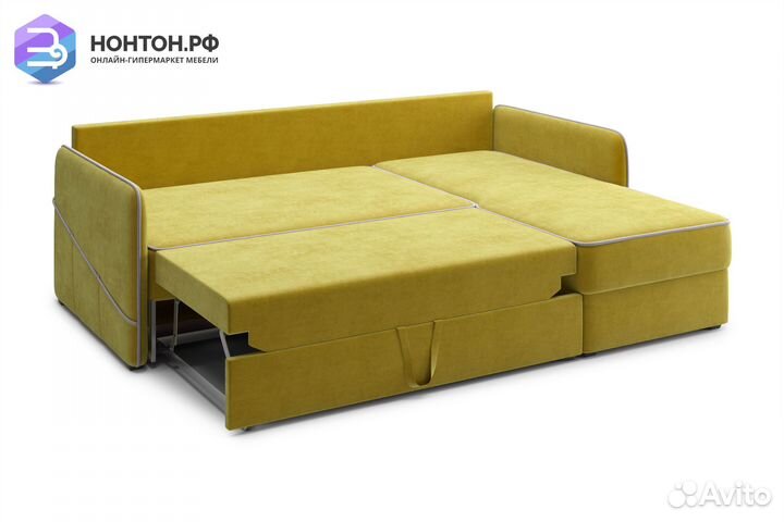 Диван угловой дельфин Энерджи горчичный