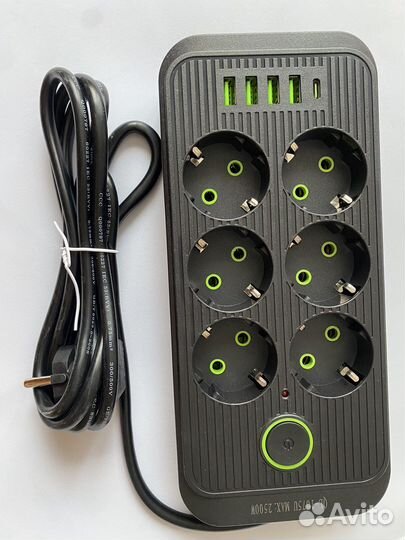 Удлинитель сетевой фильтр с USB и Type c