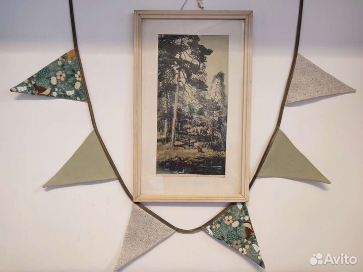 Гирлянда растяжка ботаническая из тканевых флажков