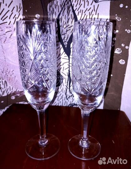 Хрустальные фужеры свадебные 2 шт