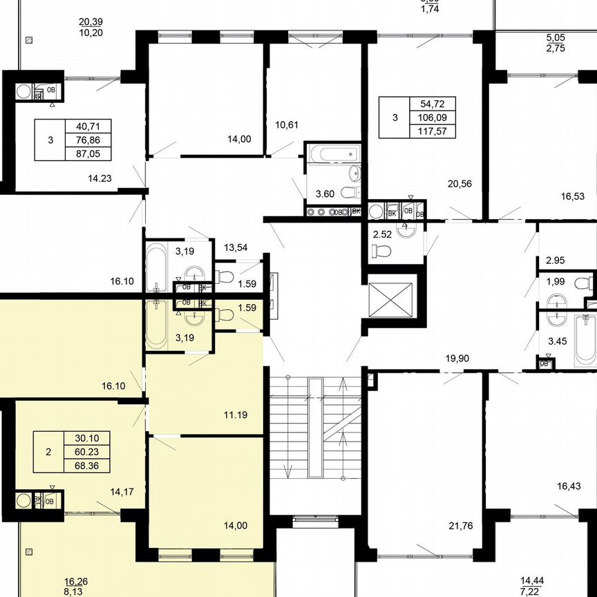 2-к. квартира, 68,4 м², 4/4 эт.