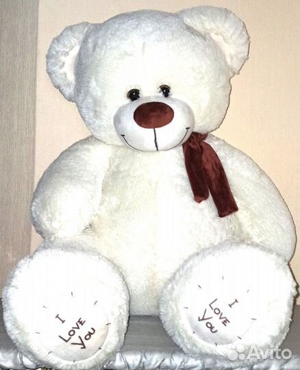 Белоснежный плюшевый медведь Тедди 90 см