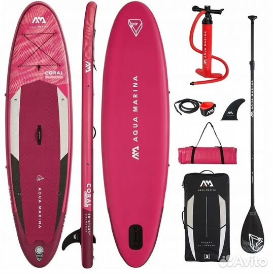 Надувная доска Sup с веслом Aqua marina Coral 10'2