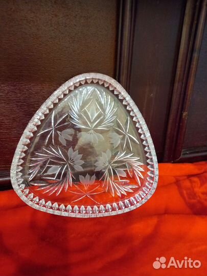 Хрустальный поднос ссср,алмазная огранка