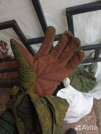 Перчатки армейские кожа-флис