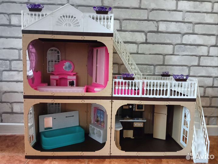 Кукольный домик для барби с мебелью