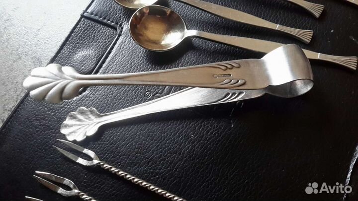 Щипцы(мельх),вилки (скань),ложки (мко) СССР
