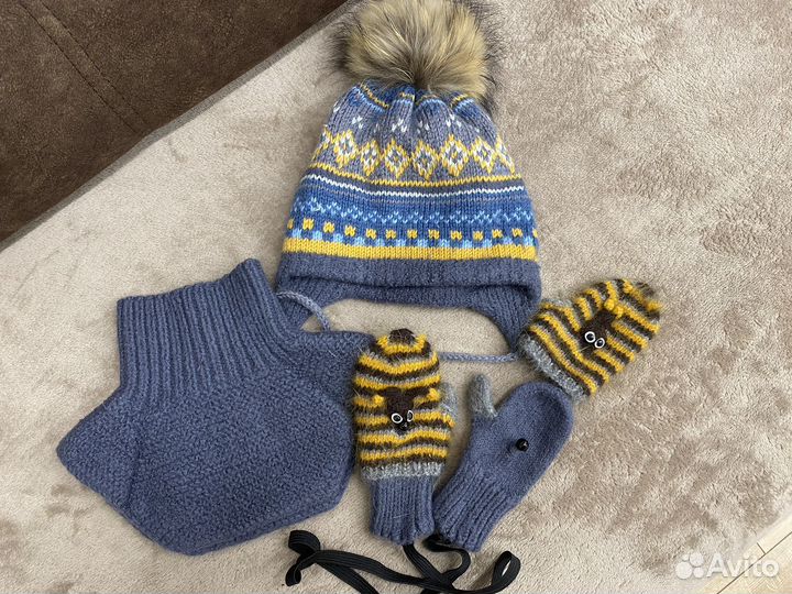 Комплект шапка, шарф,варежки