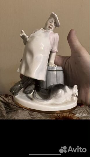 Статуэтка фарфор повар и кот СССР
